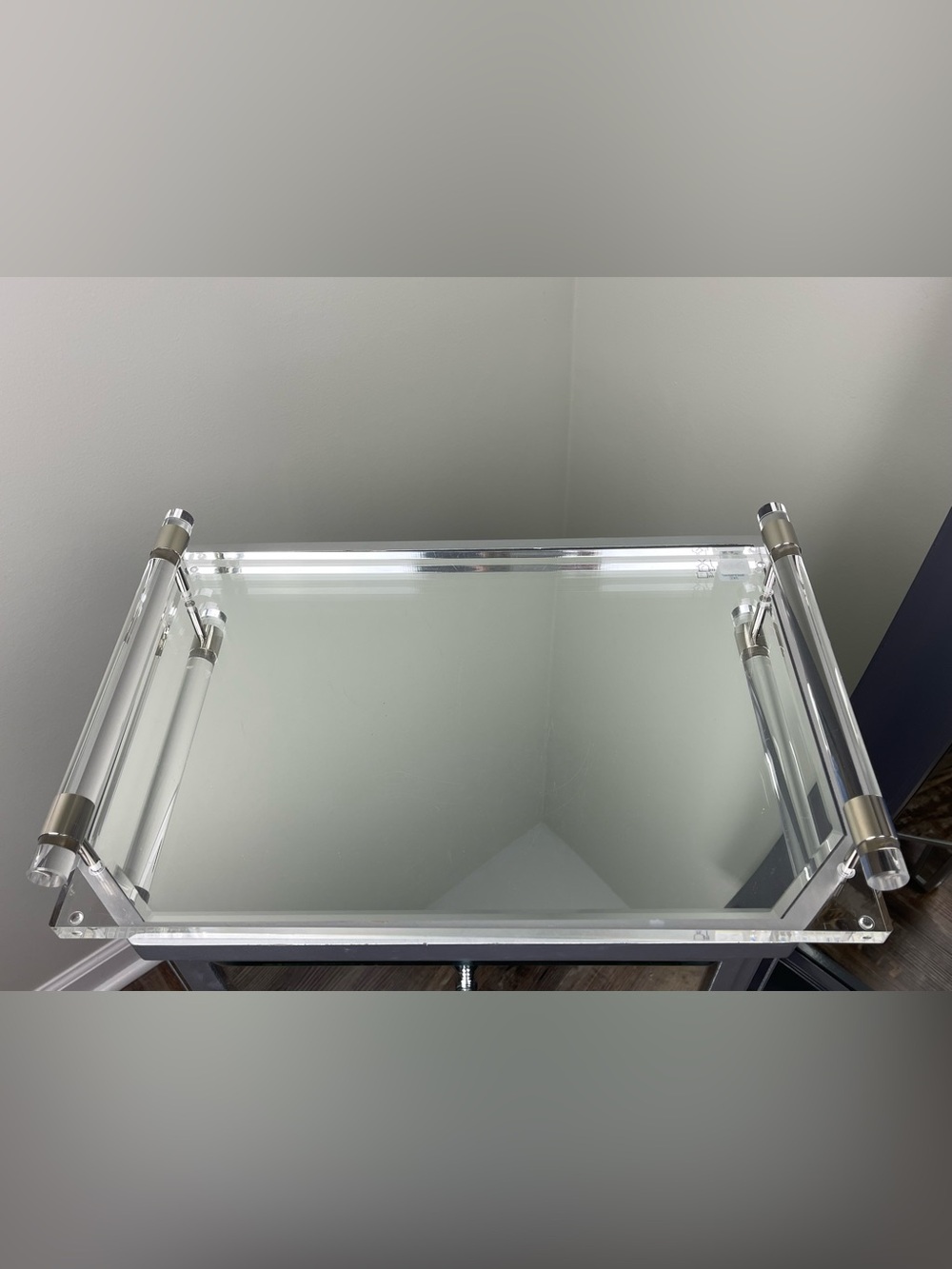 CB2 Theron Clear Acrylic Tray Modern Lucite Decorative Serving Tray